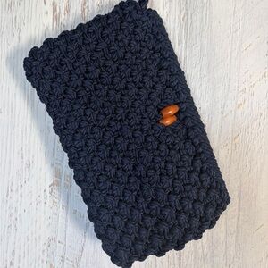 Navy Crochet Clutch/Wristlet